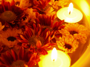 flowers and candles